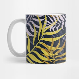 Blue Tropical Leaves Pattern Mug